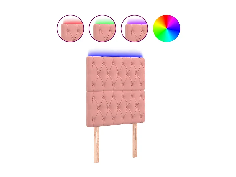 Hoofdbord LED 80x7x118/128 cm fluweel roze NL219595