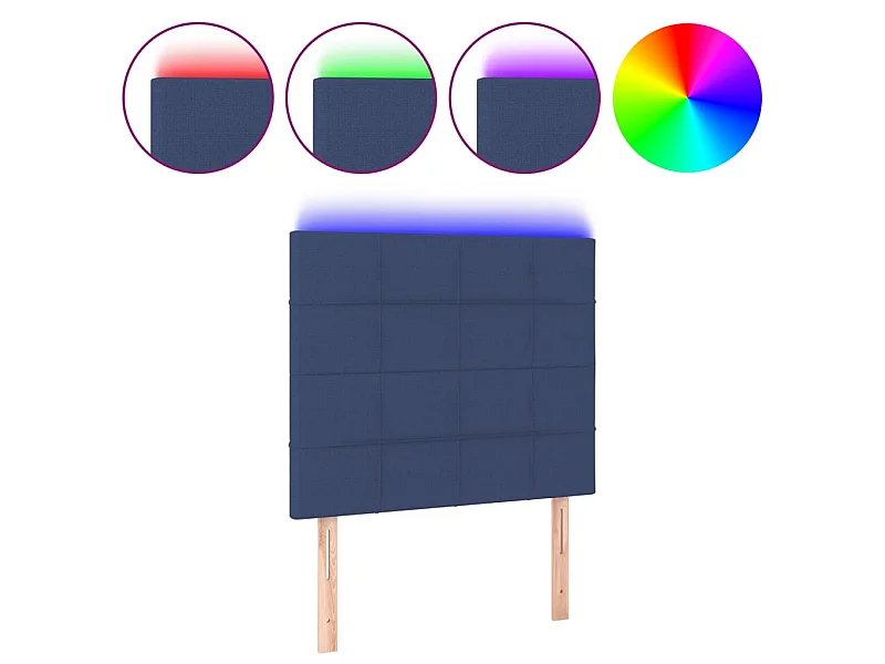 Tête de lit à LED Bleu 80x5x118/128 cm Tissu POI39543 BonneVie Meuble