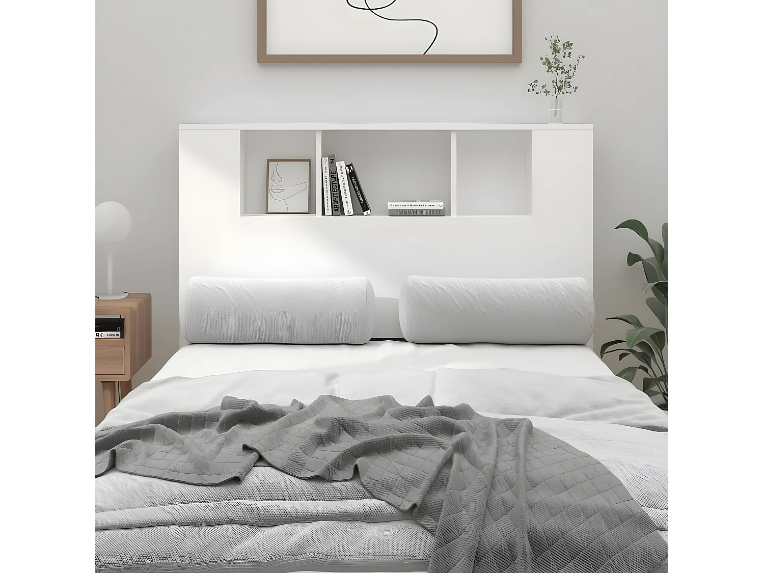 Armário de cabeceira 120x18,5x102,5 cm branco PT258428