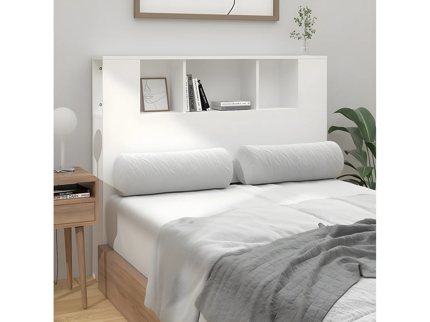 Armário de cabeceira 120x18,5x102,5 cm branco PT258428