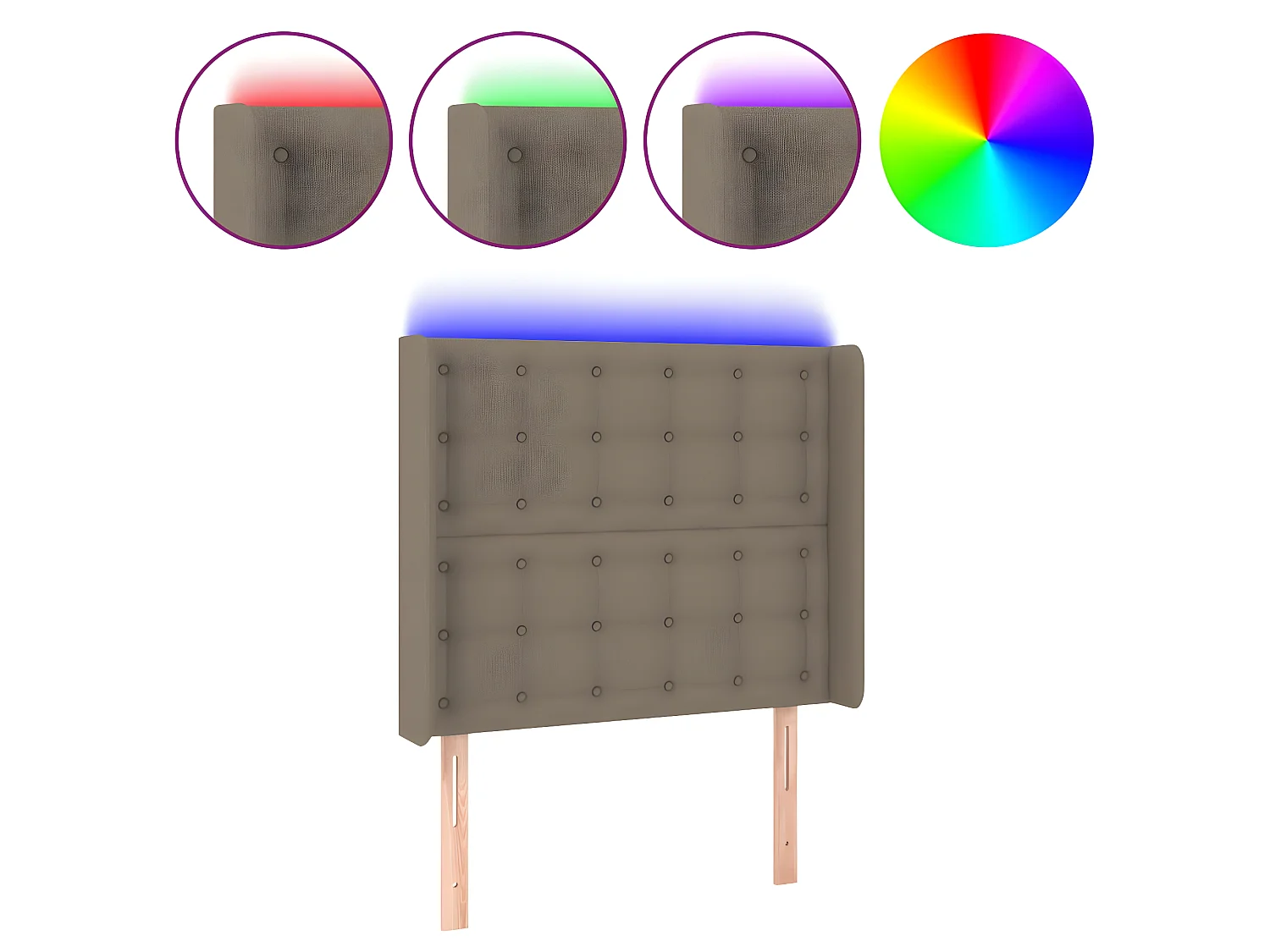 LED Kopfteil,Bettkopfteil Taupe 83x16x118/128 cm Stoff -gkd828686