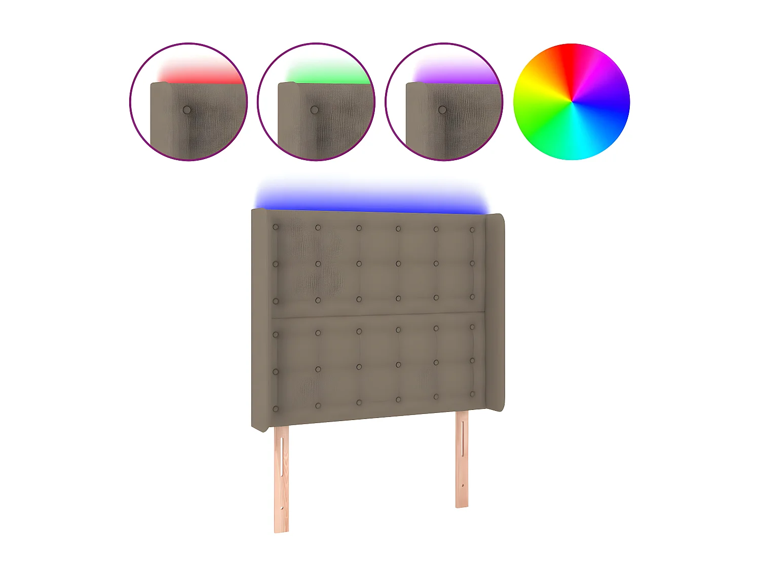 Tête de lit à LED Taupe 83x16x118,128 cm Tissu LKC28909 BonneVie Meuble
