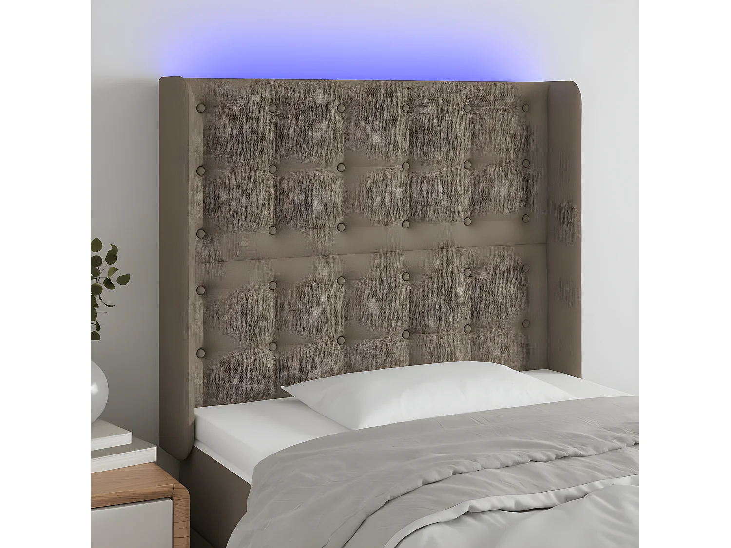 LED Kopfteil,Bettkopfteil Taupe 83x16x118/128 cm Stoff -gkd828686