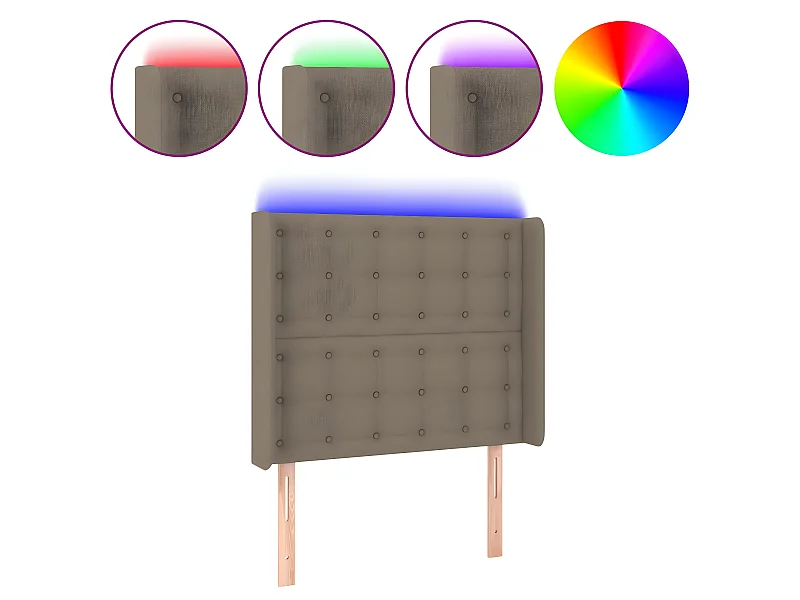 Tête de lit à LED Taupe 83x16x118,128 cm Tissu LKC28909 BonneVie Meuble