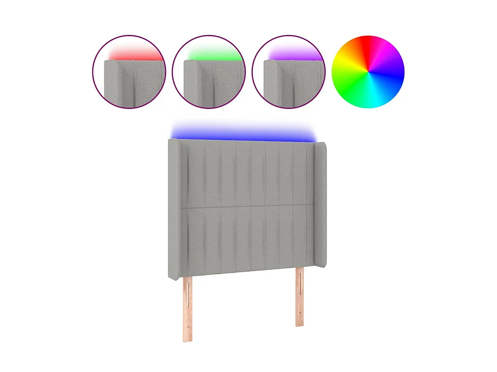 Cabecero con LED de tela gris claro 93x16x118/128 cm ES48164