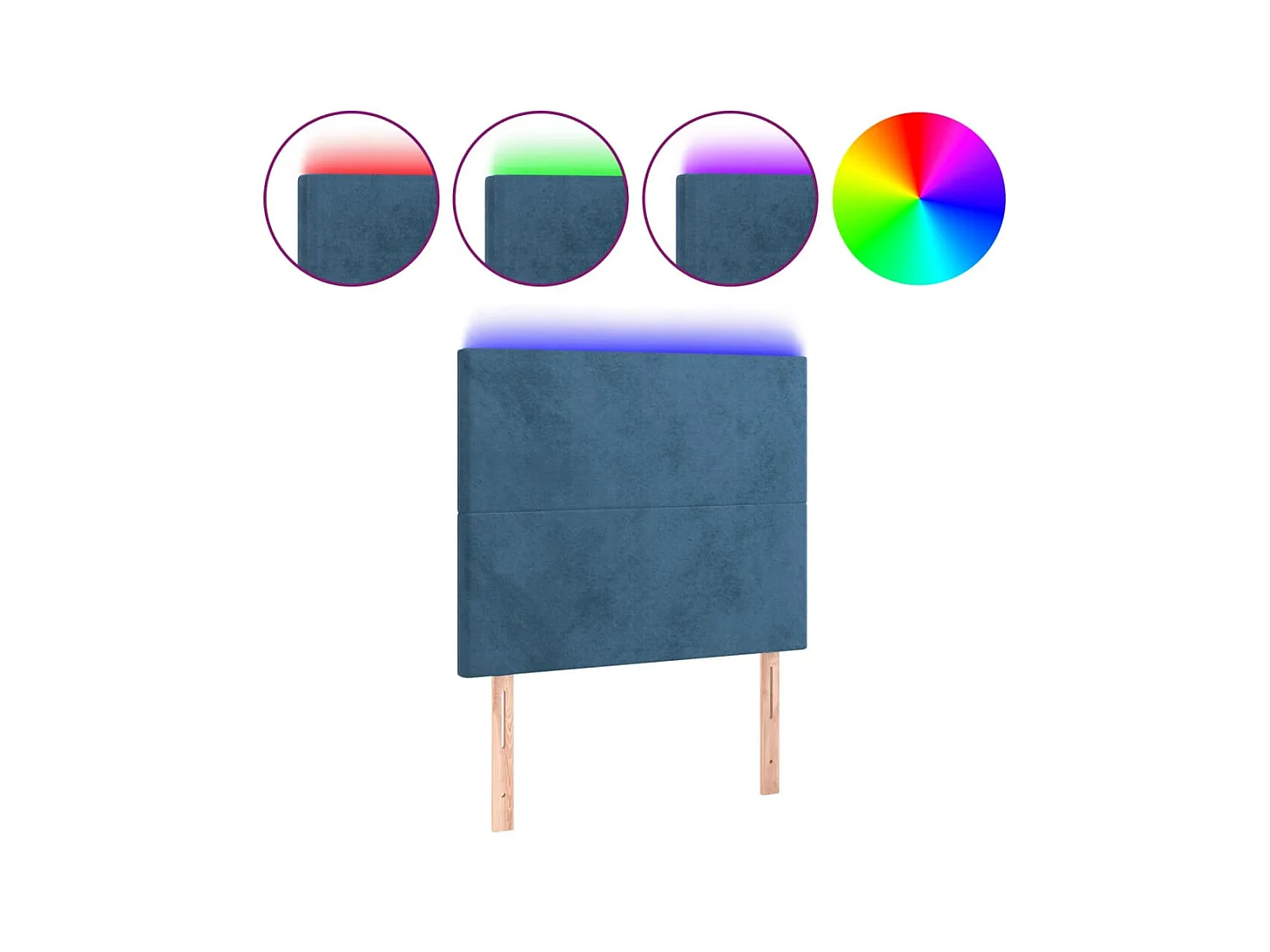 Tête de lit à LED Bleu foncé 100x5x118/128 cm Velours POI62844 BonneVie Meuble
