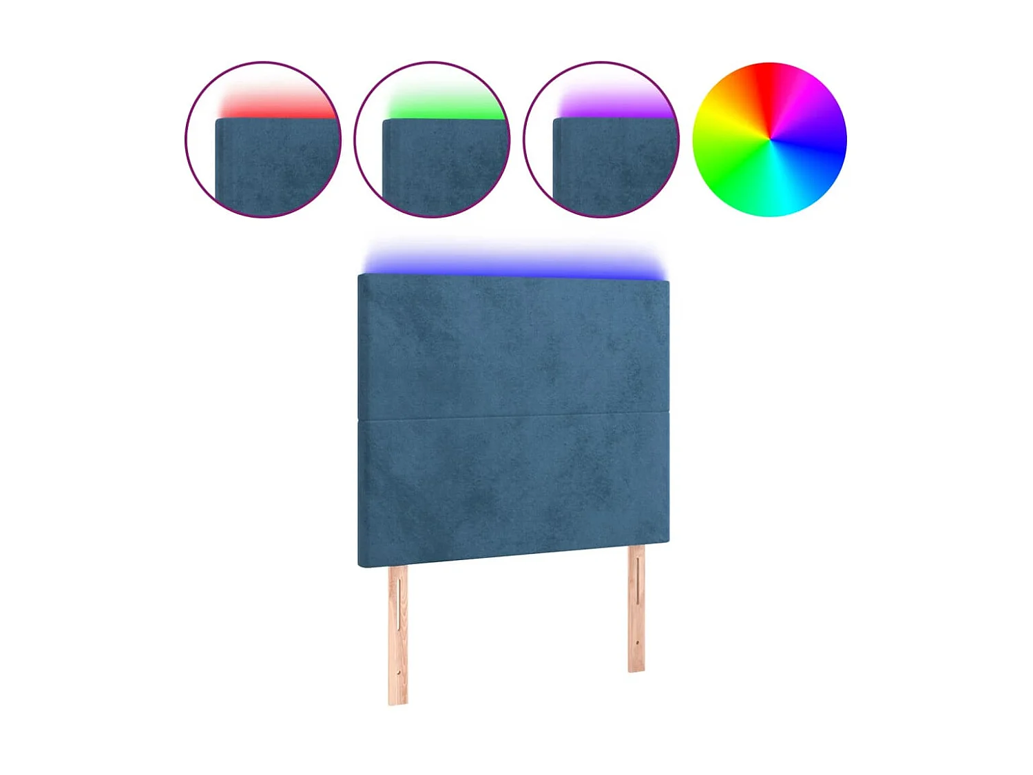 Tête de lit à LED Bleu foncé 100x5x118/128 cm Velours POI62844 BonneVie Meuble