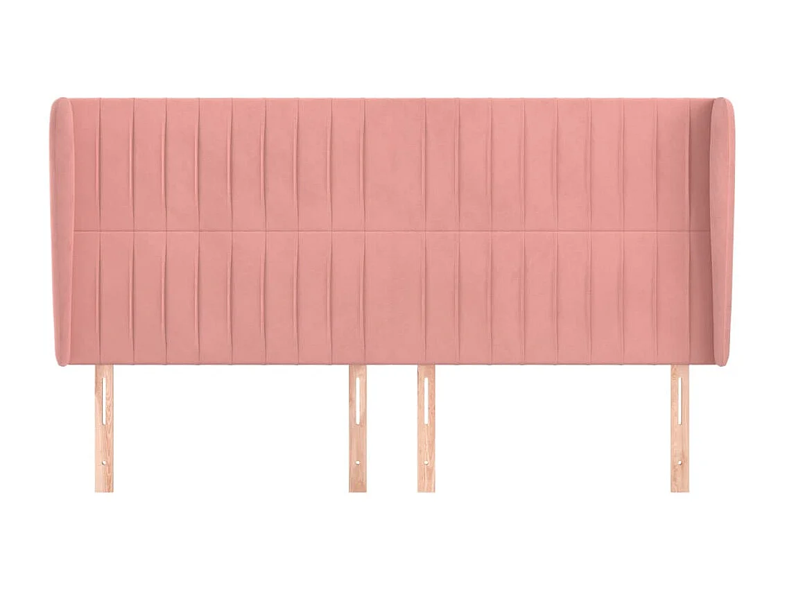 Tête de lit avec oreilles Rose 203x23x118/128 cm Velours POI35232 BonneVie Meuble