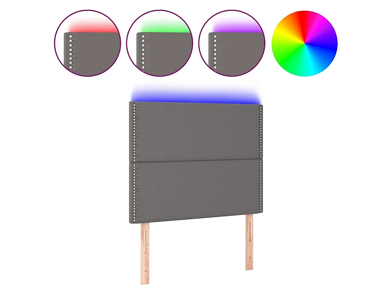 Tête de lit à LED Gris 90x5x118/128 cm Similicuir POI80406 BonneVie Meuble