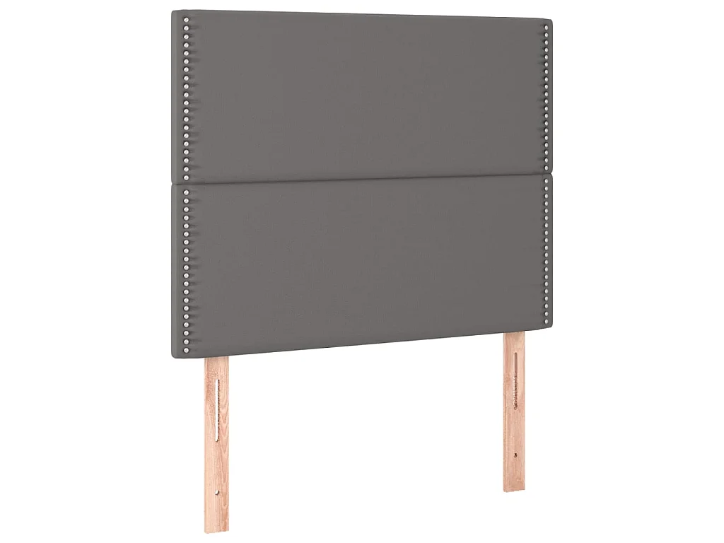 Cabecero con luces LED cuero sintético gris 90x5x118/128 cm ES14538