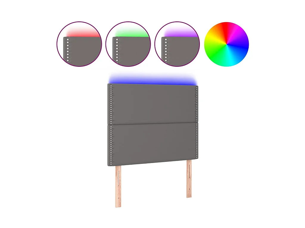 Tête de lit à LED Gris 90x5x118/128 cm Similicuir POI80406 BonneVie Meuble