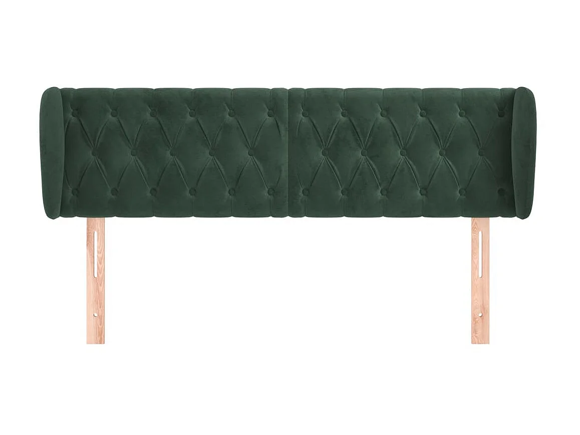 Cabeceira de cama c/ abas veludo 163x23x78/88cm verde-escuro PT214326