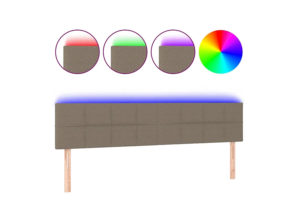 Testiera | Testata del letto a LED Tortora 180x5x78/88 cm in Tessuto