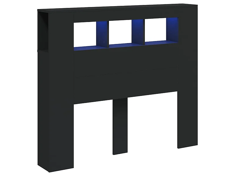 Testiera | Testata del letto LED Nera 120x18,5x103,5 cm Legno Multistrato