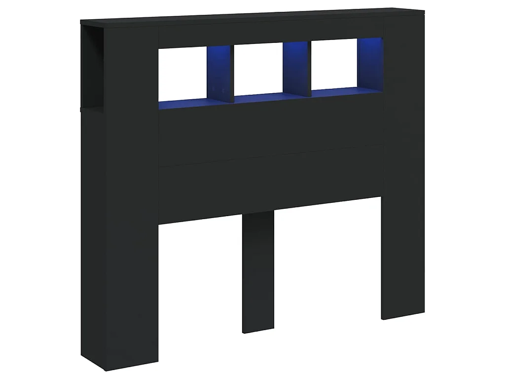 Testiera | Testata del letto LED Nera 120x18,5x103,5 cm Legno Multistrato