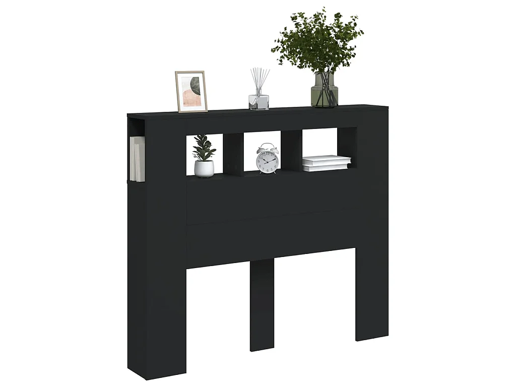 Testiera | Testata del letto LED Nera 120x18,5x103,5 cm Legno Multistrato