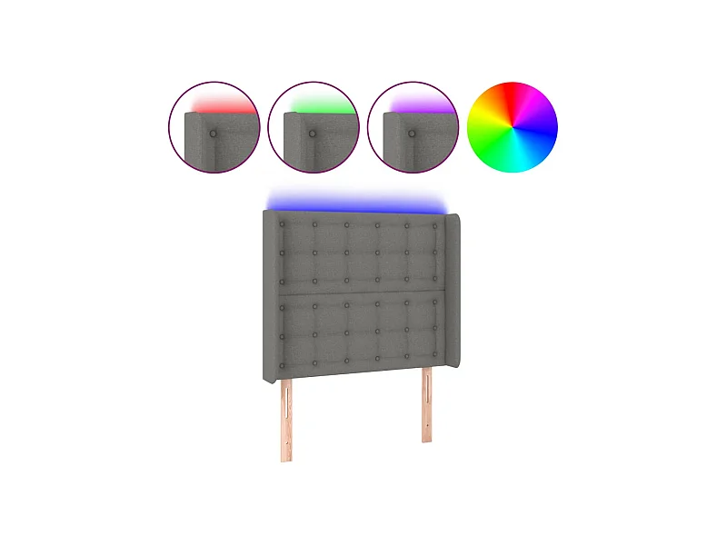 LED Kopfteil,Bettkopfteil Dunkelgrau 93x16x118/128 cm Stoff -gkd299173