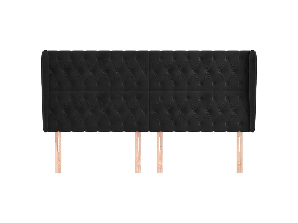 Hoofdbord met randen 203x23x118/128 cm fluweel zwart NL847093