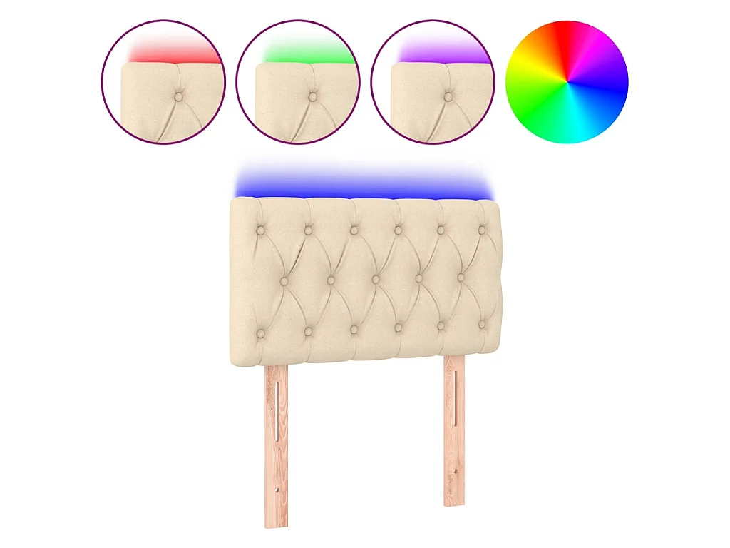 Tête de lit à LED Crème 80x7x78/88 cm Tissu POI96735 BonneVie Meuble