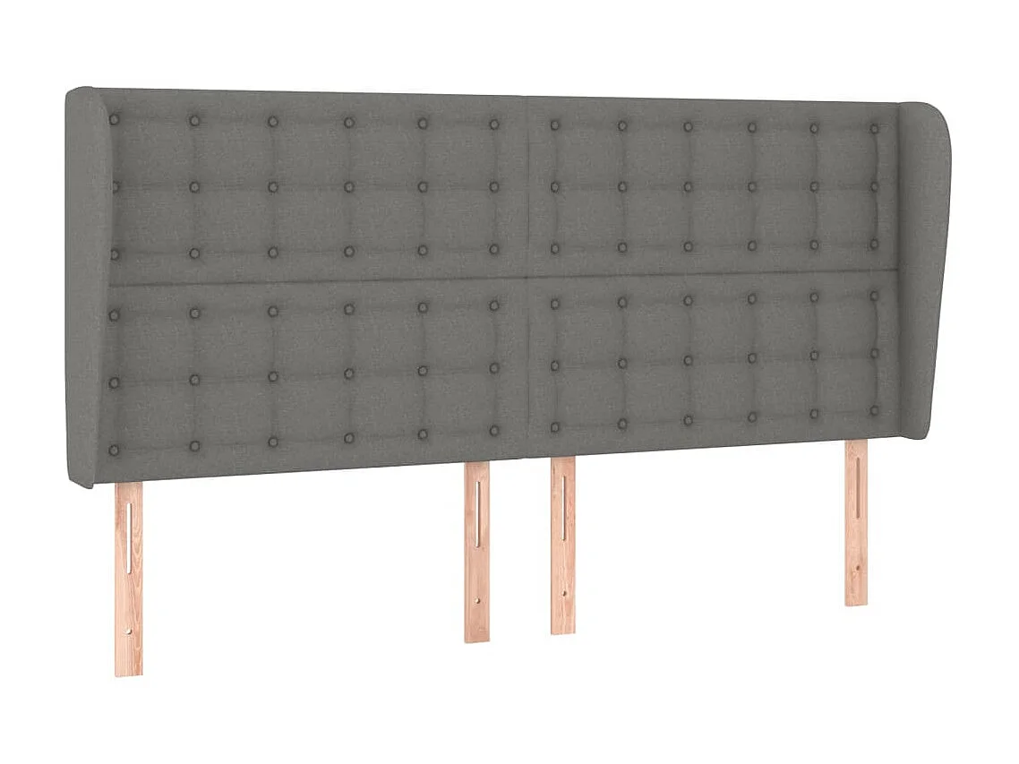 Tête de lit avec oreilles Gris foncé 203x23x118/128 cm Tissu POI26138 BonneVie Meuble