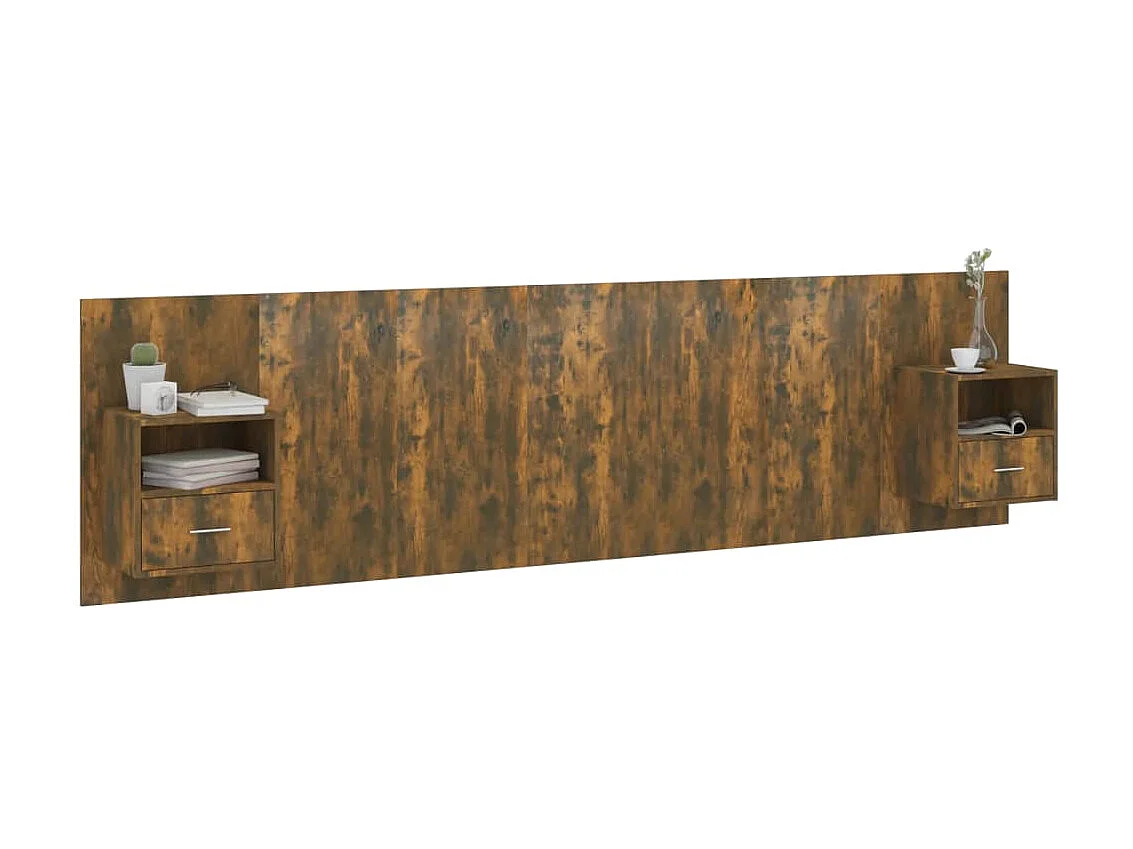 Tête de lit avec armoires Chêne fumé Bois d'ingénierie POI46463 BonneVie Meuble