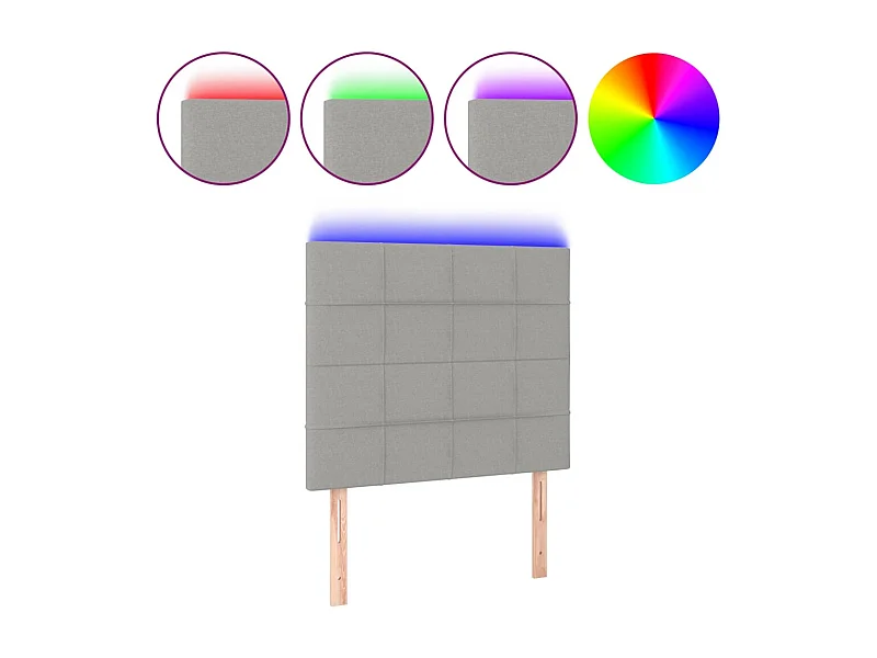 Cabecero con luces LED tela gris claro 90x5x118/128 cm ES28569