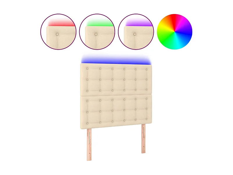 Testiera | Testata del letto a LED Crema 100x5x118/128 cm in Tessuto