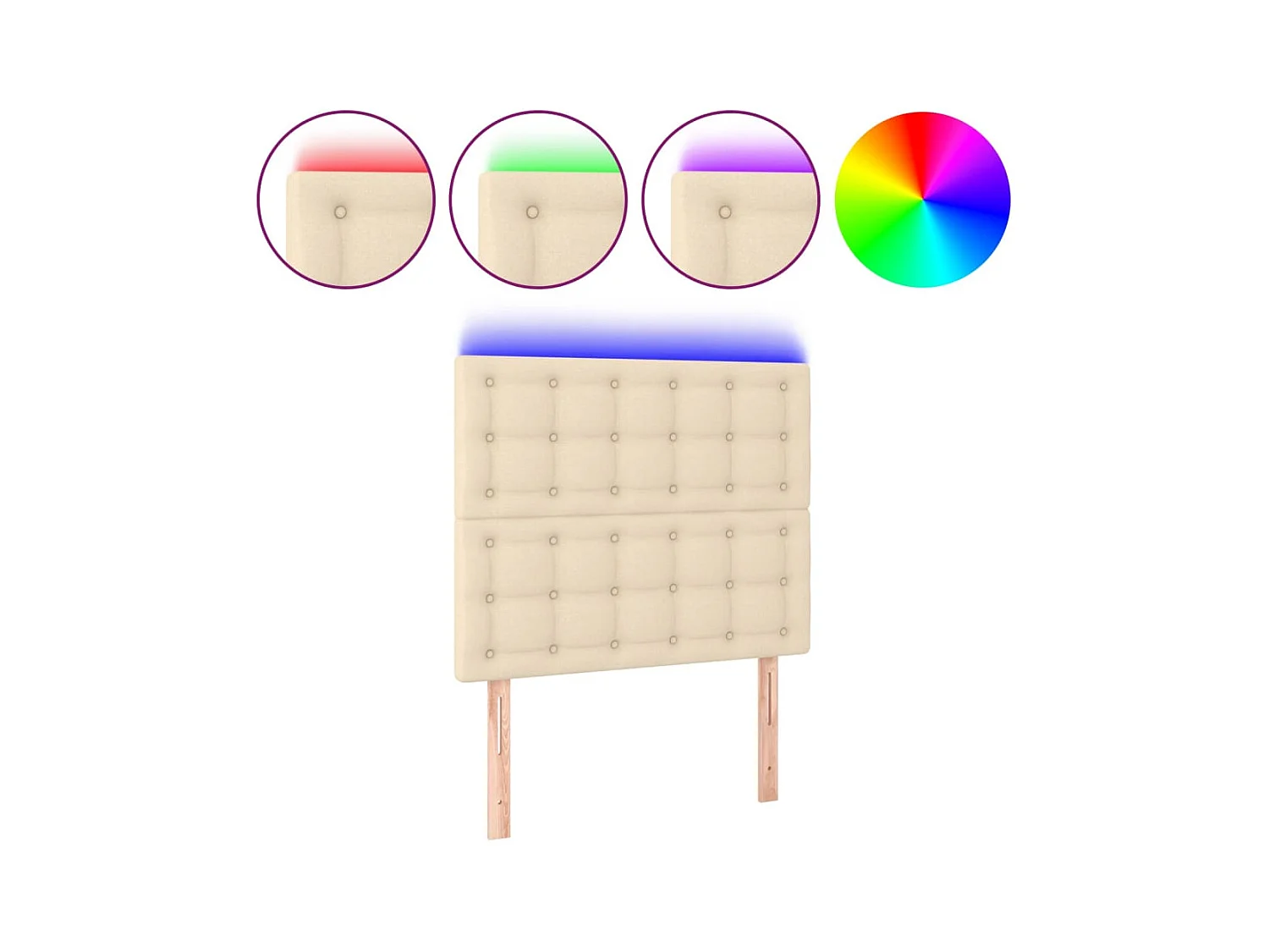 Tête de lit à LED Crème 100x5x118,128 cm Tissu LKC25156 BonneVie Meuble