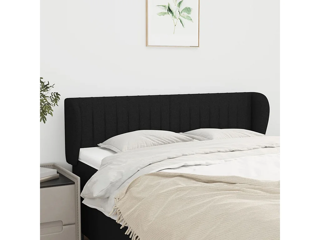 Cabeceira de cama c/ abas tecido 147x23x78/88 cm preto PT687664
