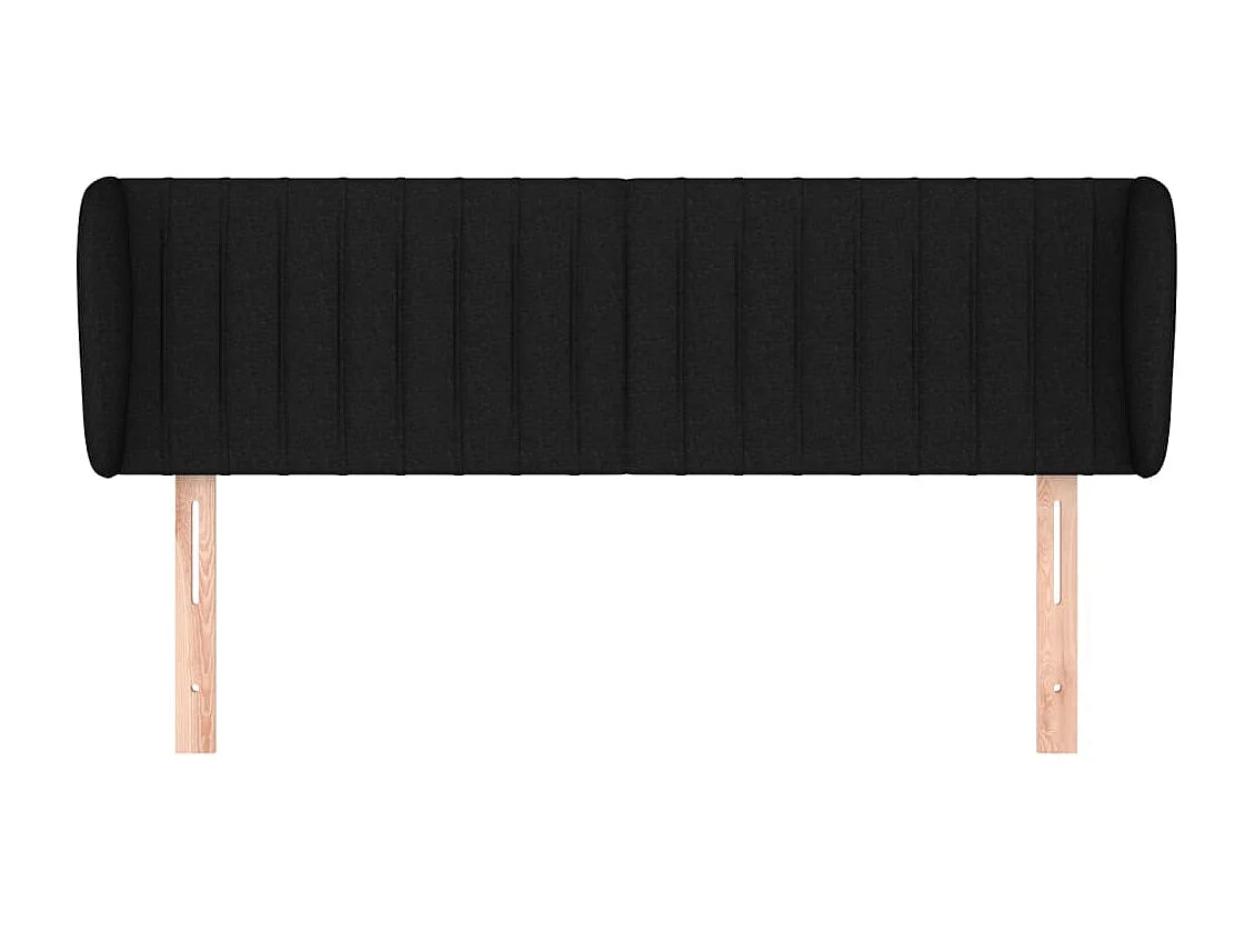 Tête de lit avec oreilles Noir 147x23x78/88 cm Tissu POI35444 BonneVie Meuble