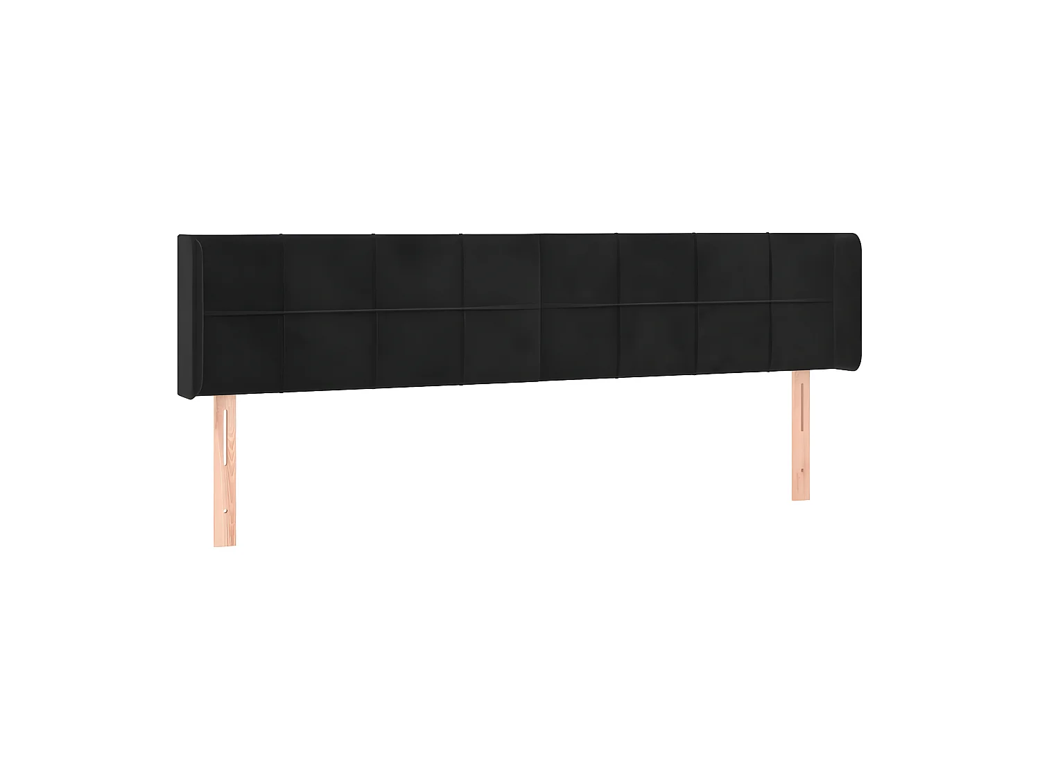 Tête de lit avec oreilles Noir 163x16x78/88 cm Velours POI12055 BonneVie Meuble