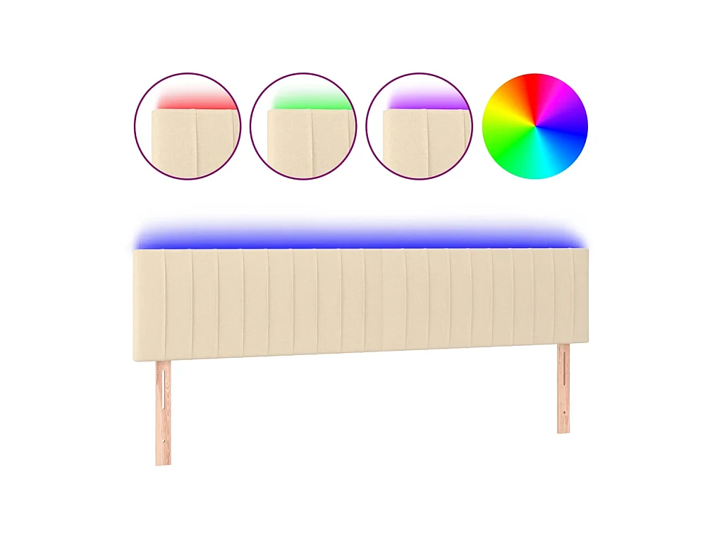 Tête de lit à LED Crème 180x5x78/88 cm Tissu POI34933 BonneVie Meuble