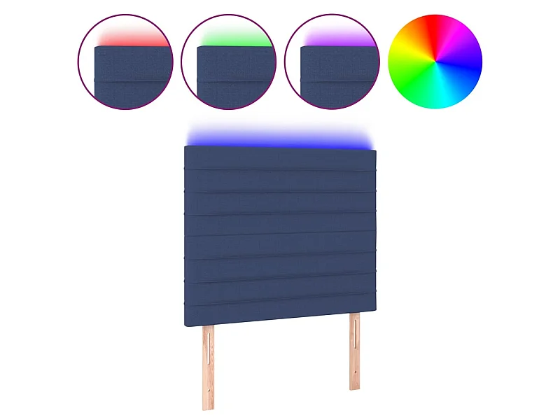 Tête de lit à LED Bleu 100x5x118/128 cm Tissu POI74037 BonneVie Meuble