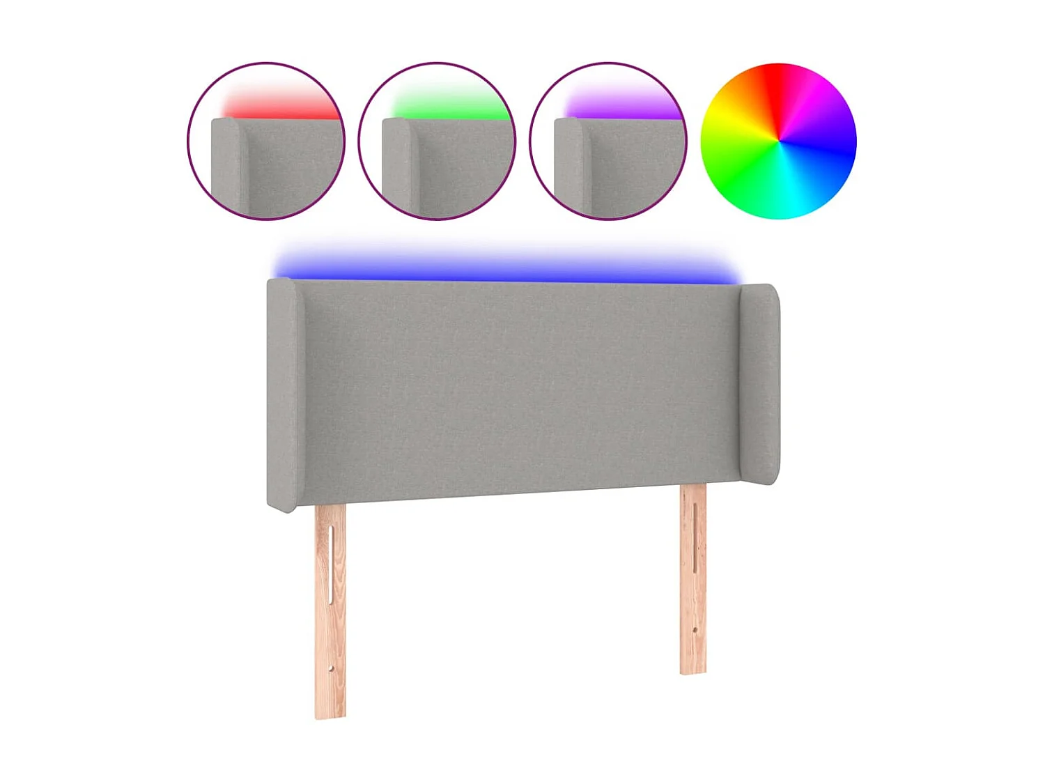 Cabeceira cama c/ luzes LED tecido 103x16x78/88 cm cinza-claro PT162614