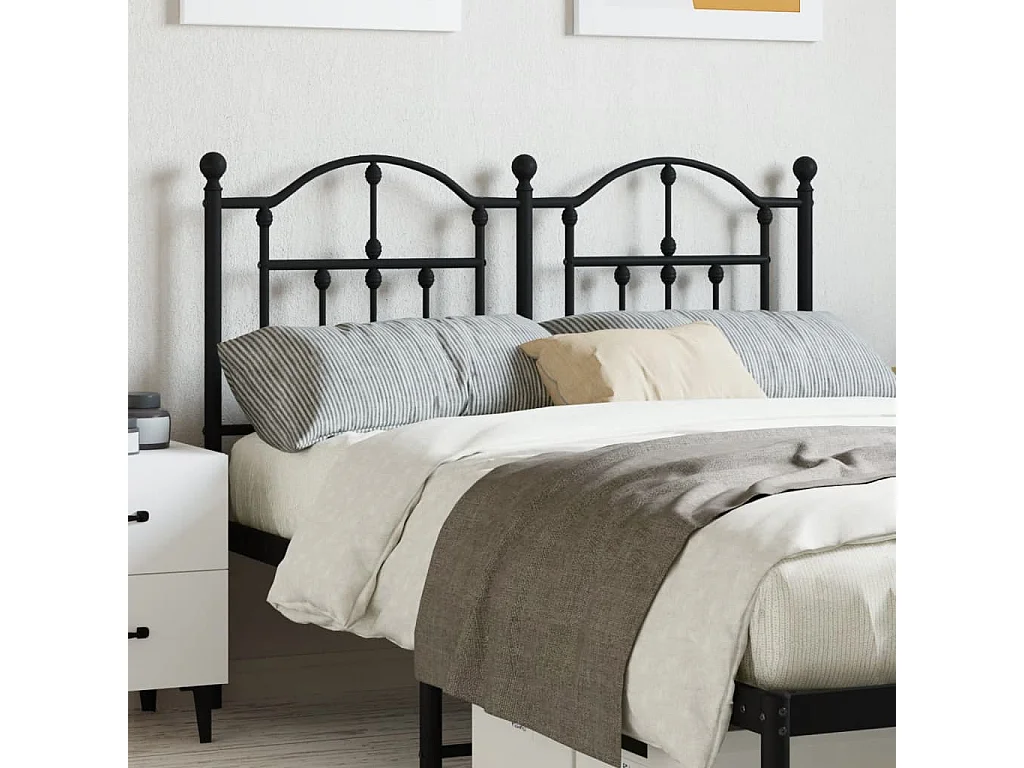 Tête de lit métal noir 120 cm POI80420 BonneVie Meuble