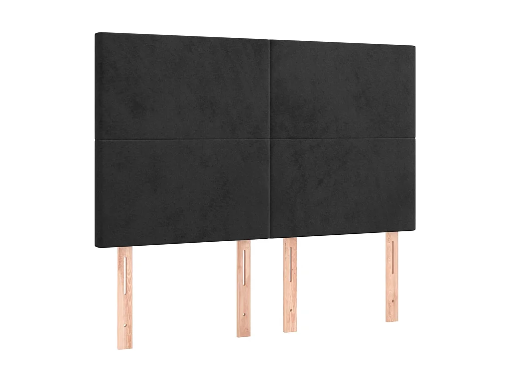 4 pcs Têtes de lit Noir 72x5x78/88 cm Velours POI10171 BonneVie Meuble