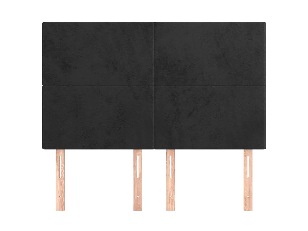 4 pcs Têtes de lit Noir 72x5x78/88 cm Velours POI10171 BonneVie Meuble