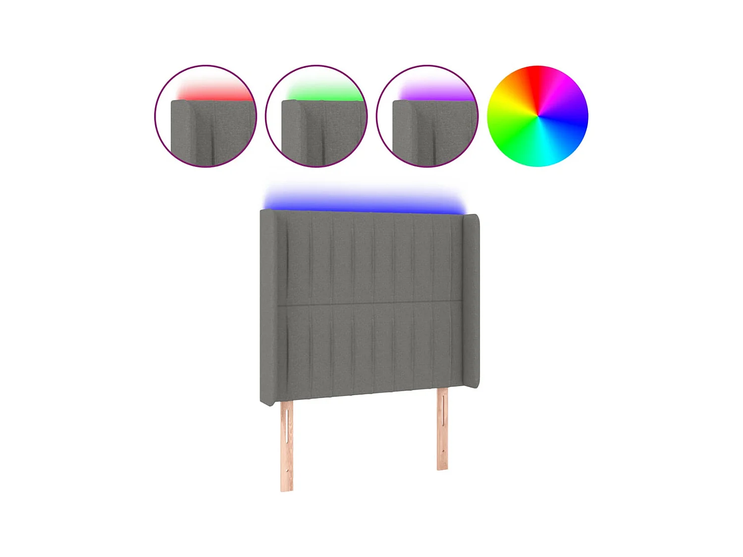 Testiera | Testata del letto a LED Grigio Scuro 93x16x118/128 cm in Tessuto