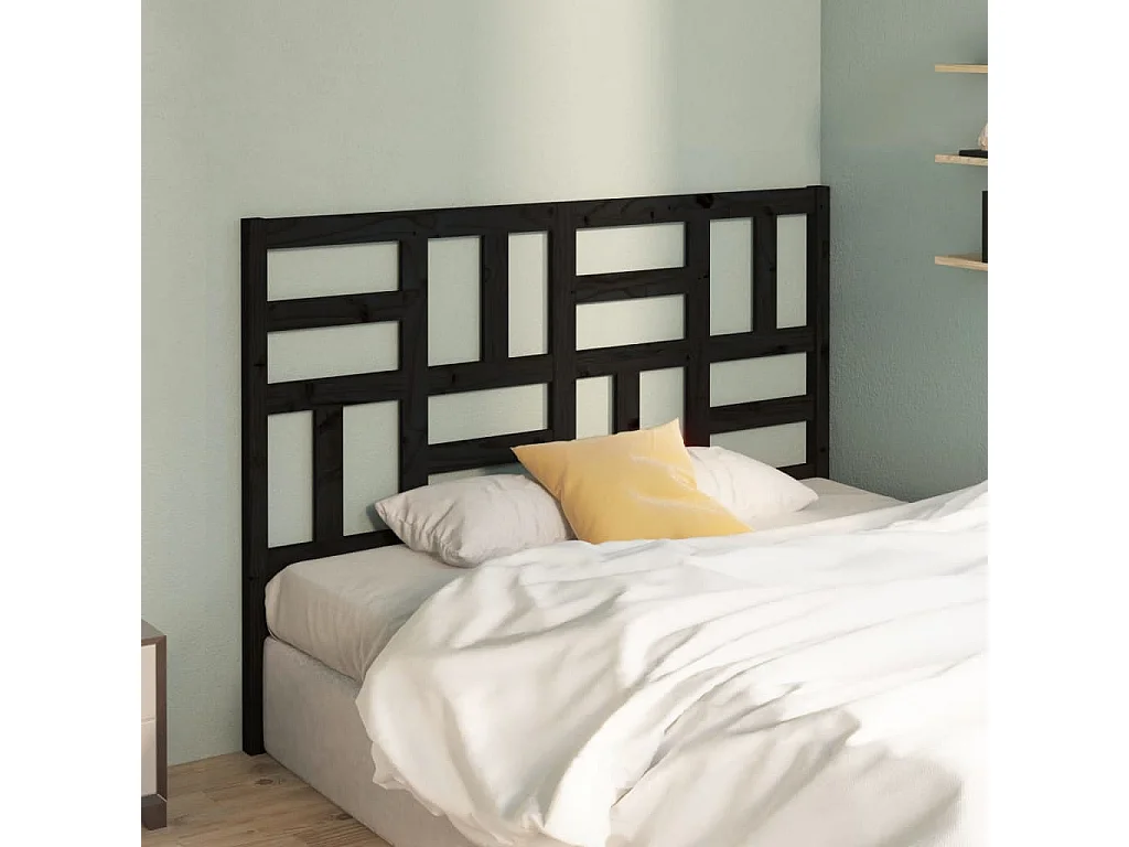 Cabecero de cama madera maciza de pino negro 126x4x104 cm ES36939