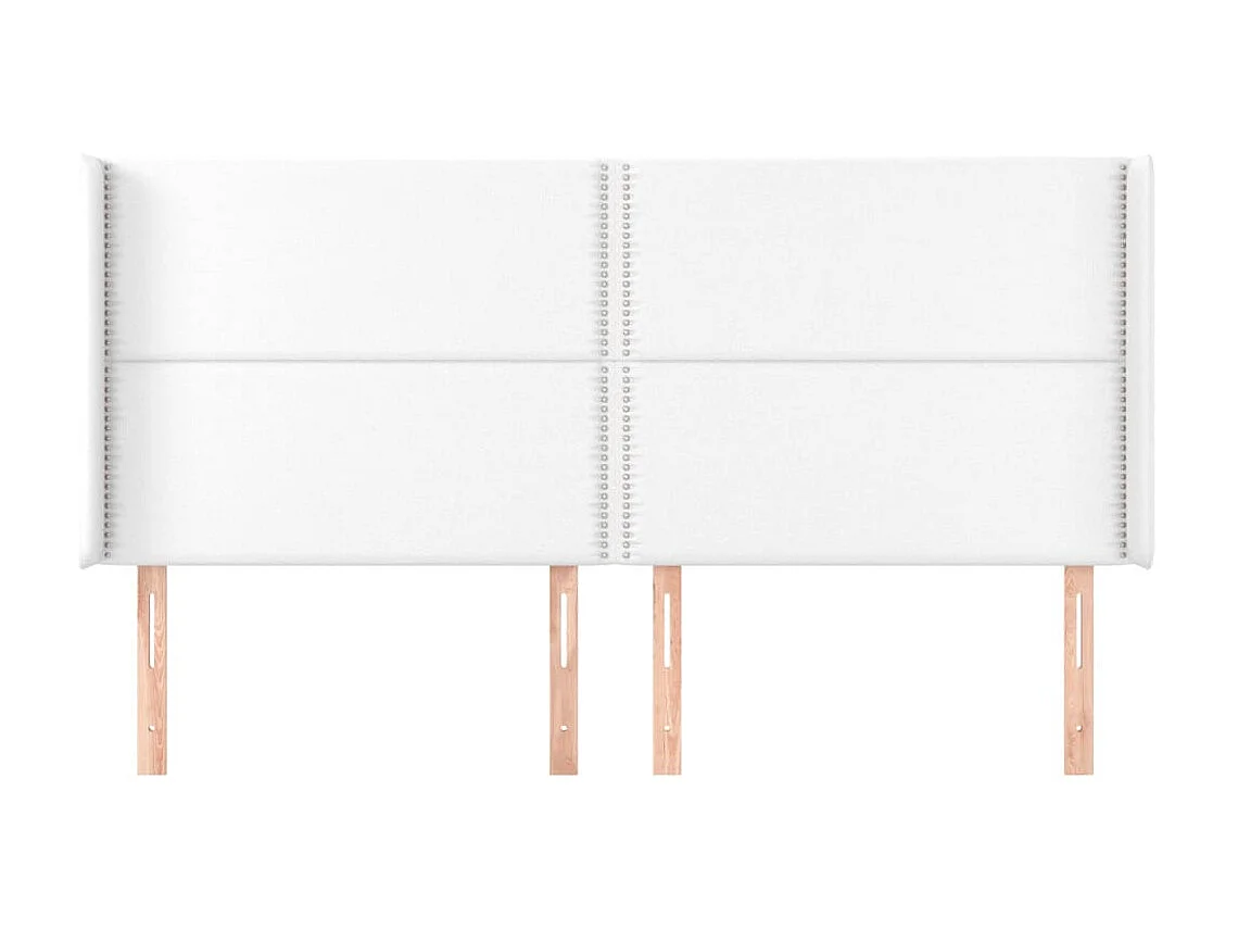 Cabecero con orejas de cuero sintético blanco 203x16x118/128 cm ES35224