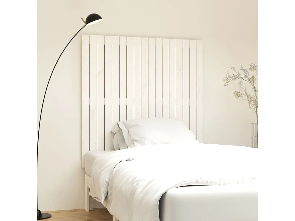 Tête de lit murale Blanc 108x3x110 cm Bois massif de pin POI41860 BonneVie Meuble
