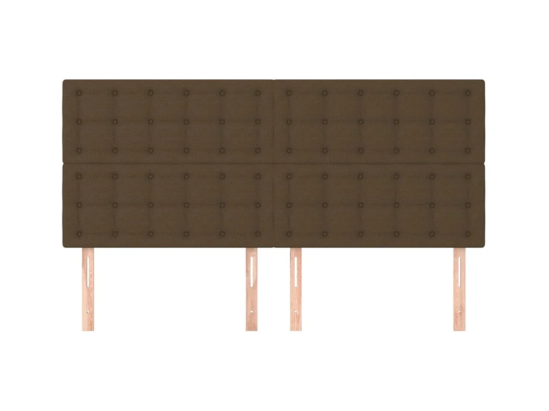 4 pcs Têtes de lit Marron foncé 100x5x78/88 cm Tissu PLO40110 BonneVie Meuble