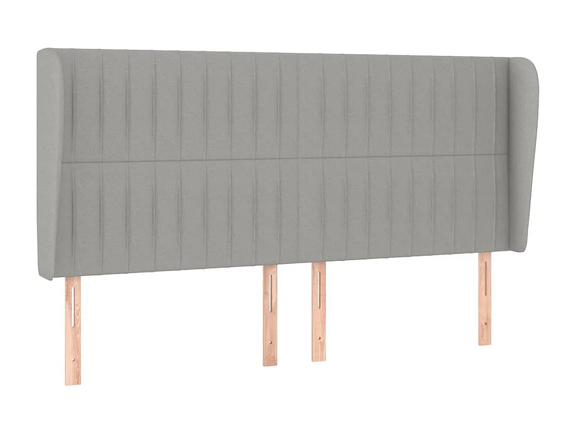 Tête de lit avec oreilles Gris clair 183x23x118/128 cm Tissu POI35481 BonneVie Meuble