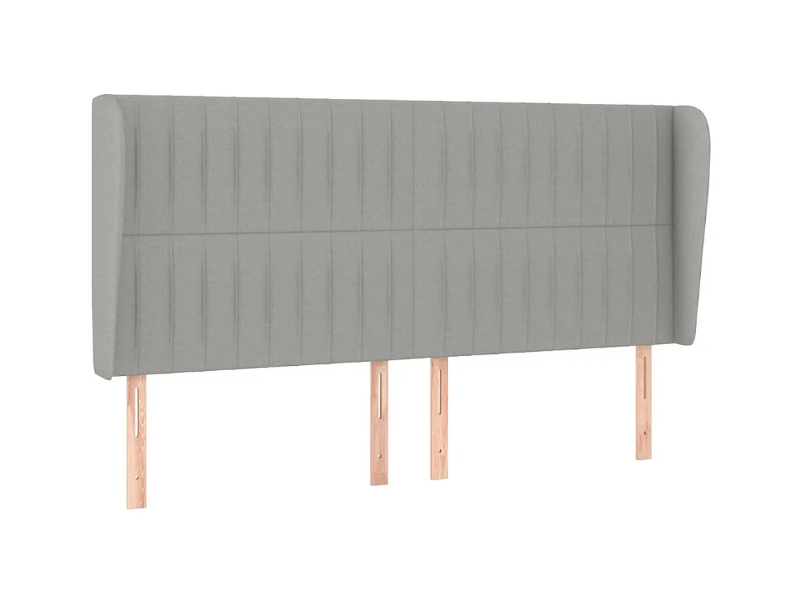 Cabecero con orejas de tela gris claro 183x23x118/128 cm ES99364