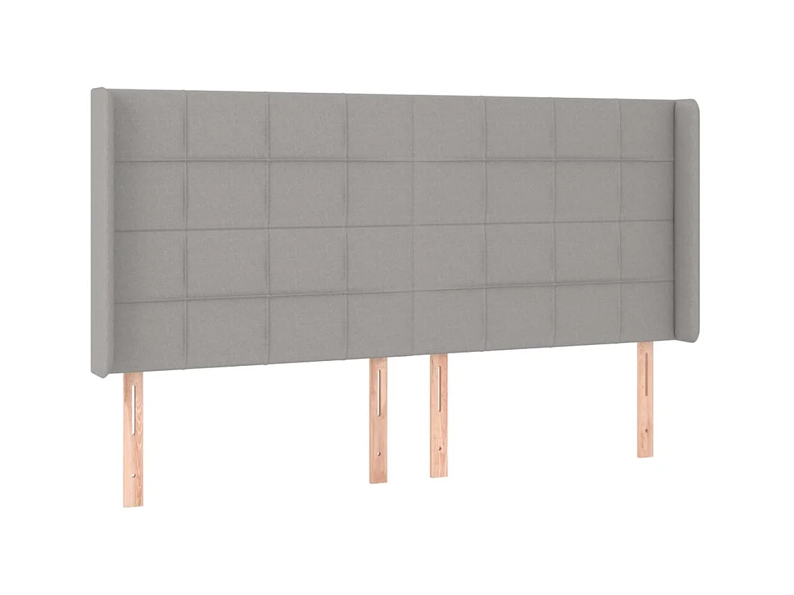 Kopfteil,Bettkopfteil mit Ohren Hellgrau 203x16x118/128 cm Stoff -gkd889081