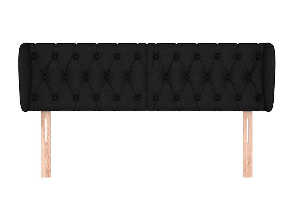 Tête de lit avec oreilles Noir 163x23x78/88 cm Tissu POI13156 BonneVie Meuble