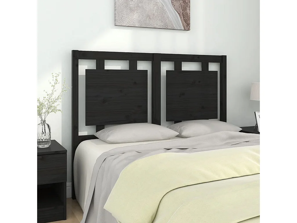 Cabeceira de cama 125,5x4x100 cm pinho maciço preto PT659101