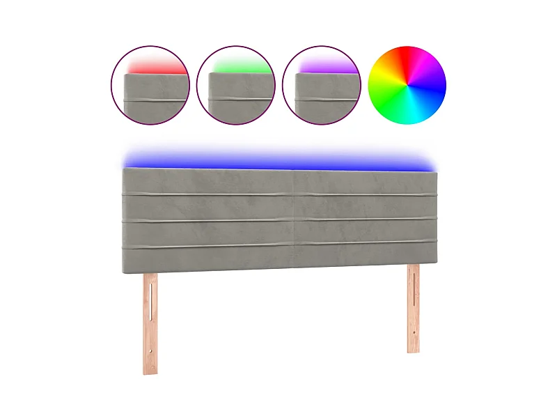 LED Kopfteil,Bettkopfteil Hellgrau 144x5x78/88 cm Samt -gkd131827