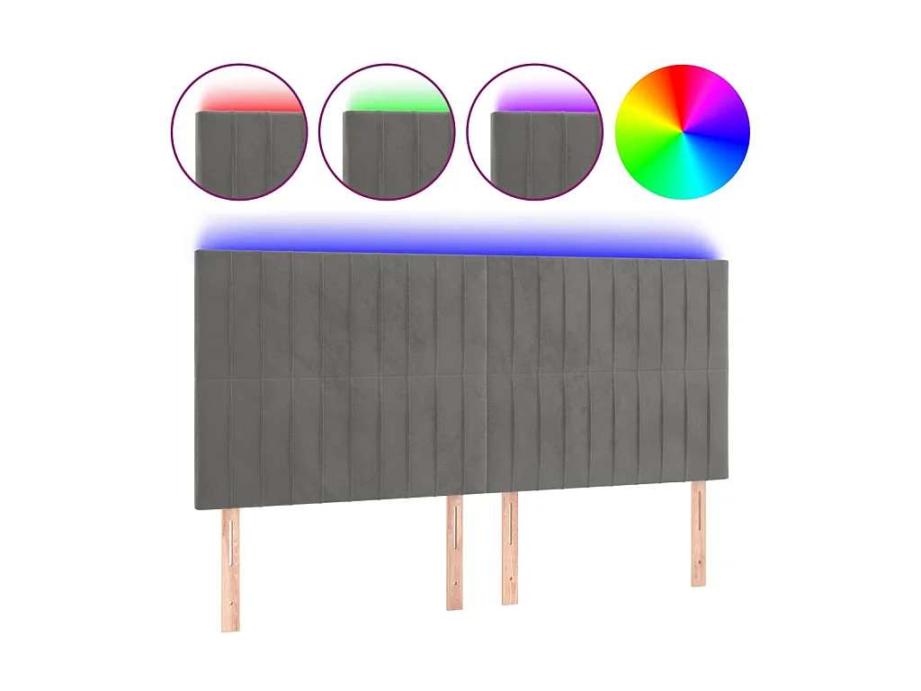 LED Kopfteil,Bettkopfteil Hellgrau 180x5x118/128 cm Samt -gkd733393
