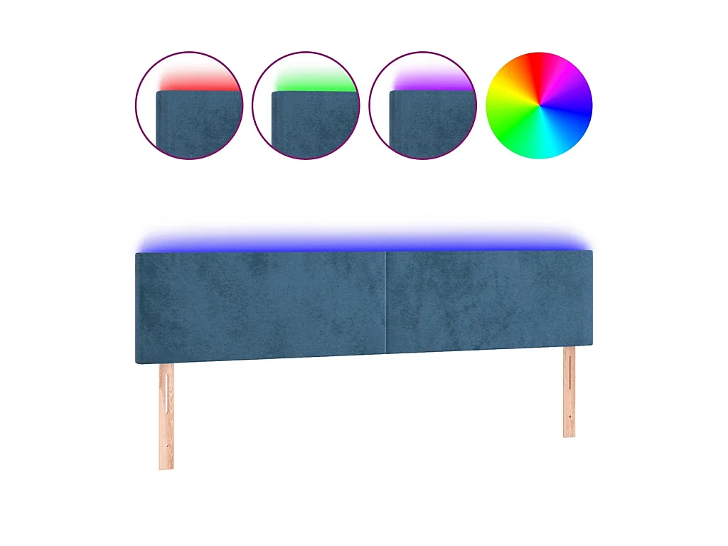 Tête de lit à LED Bleu foncé 200x5x78/88 cm Velours POI85476 BonneVie Meuble